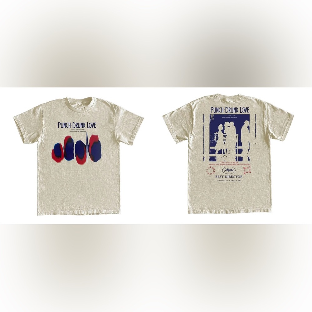 andafterthat Punch-Drunk Love Beige Tee Paul Thomas Anderson Criterion A24 Neon